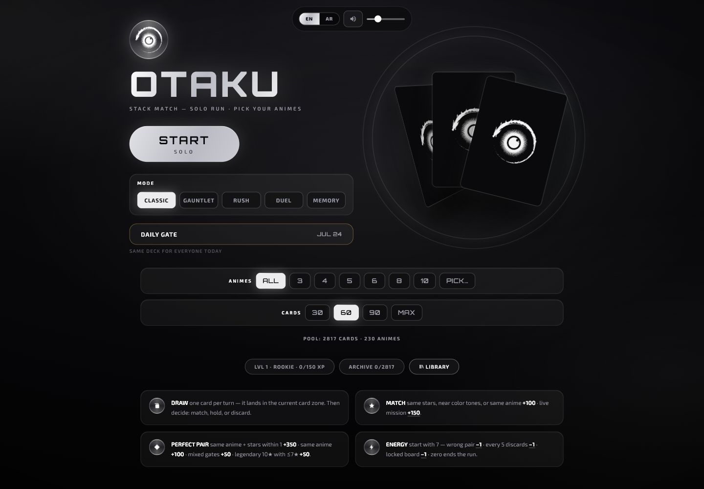 OTAKU Gate Dive home screen